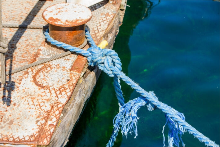 A boat mooring rope. Compliance weak links need to be strengthened.